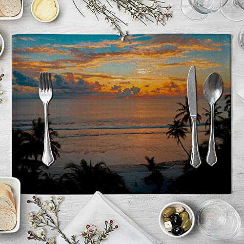 Gualiy Tovagliette Rettangolari Set da 2, Tovagliette Lavabili Cucina 42x32cm Vista al Tramonto sul Mare Tovagliette per Piatti
