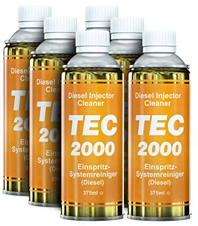 TEC 2000 Motorreiniger - 6 x Diesel Injektor Einspritzdüsen Reiniger 375ml - Kraftstoffadditiv zur Systemreinigung von Injektoren - Motorspülung Motorpflege Diesel Zusatz - Systemreiniger