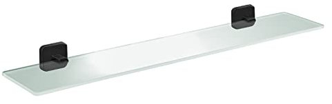 JASSFERRY Estante de cristal esmerilado negro para baño, organizador de almacenamiento de pared de 600 mm para ducha y baño