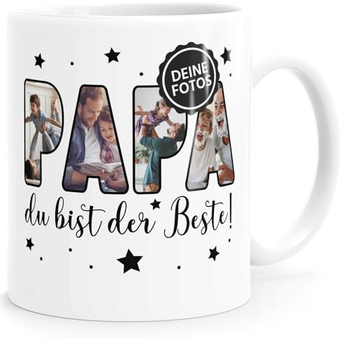 SpecialMe® Kaffee-Tasse mit eigenen Fotos selbst gestalten personalisiertes Geschenk für Papa Vatertagsgeschenk weiß standard