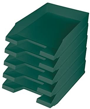 helit H2661652 - Briefablage „the green staff“, DIN A4-C4, aus Recycling-Kunststoff Blauer Engel zertifiziert, grün, 5 Stück
