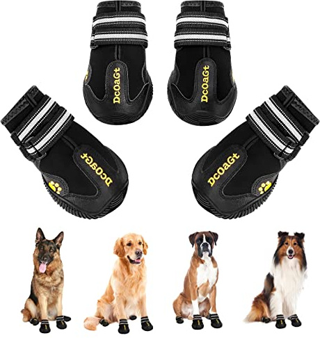 DcOaGt Dog Shoes for Large Dogs XXL, Waterproof Dog Boots with Anti-Slip Sole Breathable Reflective Paw Protectors Booties for Hot Pavement Summer Winter Snow Hiking Walking 4PCS(Size 9)