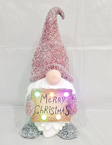 Gerimport Figura decoración Navidad Gnomo Cartel 5 Leds Multicolor 21 x 21 x 46 cm