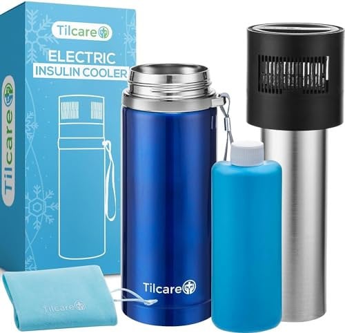 Elektrischer Insulin-Kühler Insulin Kühlbox USB Ladegerät & Bio-Gel von Tilcare - Unbegrenzte Stunden, Großes Fassungsvermögen TSA-genehmigter Insulin Kühlbox - Hält bis zu 6 Diabetiker-Pens