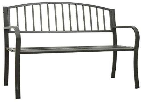 vidaXL Gartenbank Parkbank Sitzbank Balkonbank Terrassenbank Metallbank Bank Gartenmöbel Balkonmöbel Garten Terrasse Balkon Grau 120cm Stahl
