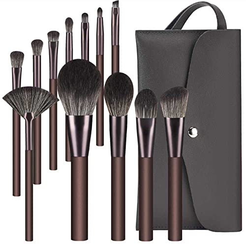 HEYMKGO Pinceau Maquillage 12pcs Pinceaux Maquillages, Set Pinceaux Maquillage Professionnel Makeup Brushes pour Fond de Teint, Poudre, Fard à Joues, Anti-cernes, avec Trousse de Maquillage