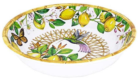 Les Jardins de la Comtesse - Großer Suppenteller aus Melamin Pure/Suppenteller oder Pasta/kleine Salatschüssel – Zitronen – Capri – MelARTmine Geschirr-Kollektion – Ø 23 cm