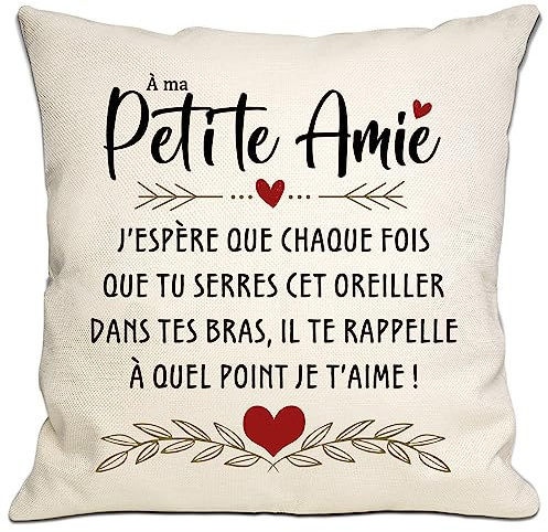 Cadeau de petite amie J'espère que chaque fois que tu serres cet oreiller, il te rappelle combien je t'aime Housse de coussin pour copine Anniversaire Saint-Valentin Cadeau de Noël(petite amie)