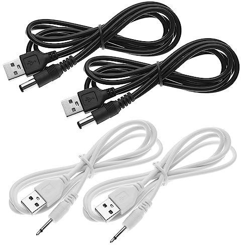 Be in Your Mind Lot de 2 câbles de Charge USB de Massage compatibles avec FENERGY Shop USB vers DC sans Fil - Noir - 120 cm/5,5 mm, Blanc 100 cm/2,5 mm