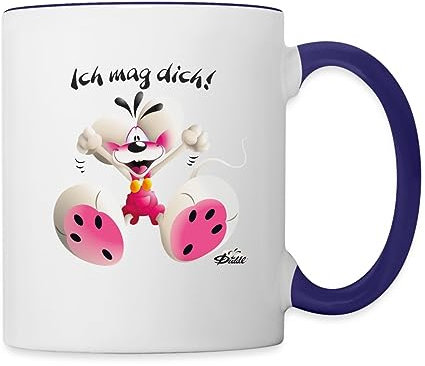 Spreadshirt Diddl Maus Ich Mag Dich Tasse Zweifarbig, One size, Weiß/Kobaltblau