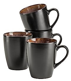 MÄSER 935133 Serie Teona - Juego de 4 tazas de café con esmalte reactivo verde-marrón, 4 tazas de café grandes de cerámica en forma moderna y discreta, gres, 340