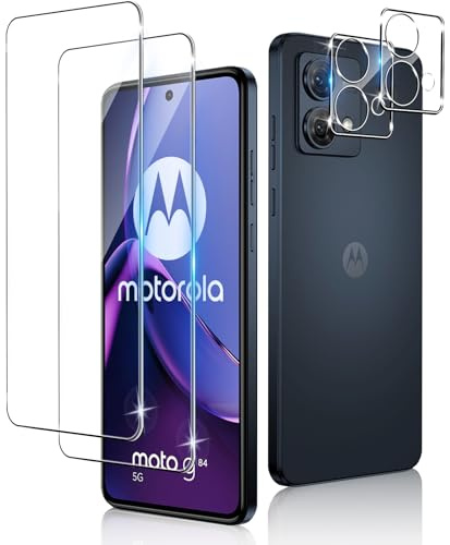Funrae Schutzfolie für Panzerglas für Motorola Moto G84 5G + Kameraschutz | [2+2 Stück] HD 9H Härte Anti-Kratzen Schutzglas Blasenfrei Displayschutzfolie Folie - Transparent