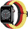 Nepfaivy Geflochtenes Armband Kompatibel mit Apple Watch Armband 45mm 44mm 46mm 49mm 42mm für Damen Herren, Nylon Elastisches Band für iWatch Series 10/9/8/Ultra/SE/7/6/5/4/3/2/1, Schwarz-Rot-Gelb