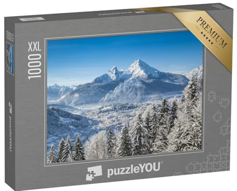 Puzzle 1000 Teile XXL „Bayerische Alpen mit Berchtesgaden und Watzmann-Massiv“ – aus der Puzzle-Kollektion Natur, Bayerische Alpen