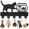 MAYJOYDIY Cat Themed Wooden Key Rack 30x19.4cm 5 Alloy Hooks Wall Mounted Hanger Wall Decorative Cat Fish Tank Holder