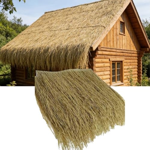 NIANTONG Techo de Paja Artificial Paja Falsa Palmera Rollo Simulación Plástico PE PVC Exteriores para Bar Tiki Jardín Patio Cubierta Cenadores Casa(Size:50 * 47cm,Color:30PCS)