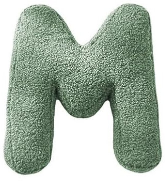Mealini BUCHSTABENKISSEN - Buchstabe M, grün, ca 28 x 28 cm, Buntes Kissen Alphabet für Namen