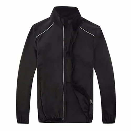 SMTSEC Veste De Cyclisme Homme Femme Réfléchissant Imperméable Haute Visibilité Running Veste Légère Respirante VTT Veste Coupe-Vent VTT Maillot pour Cyclisme Course à Pied Jogging,Black-4XL