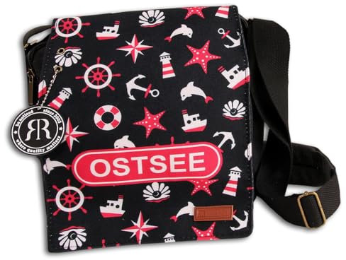 Robin Ruth Umhängetasche Baumwolle Polyester schwarz rot OTG5109S Baumwolle Umhängetasche