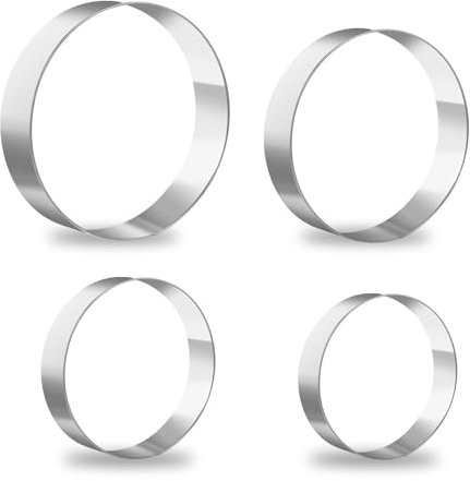 Ausstechform Runde, 4 Stück Ausstecher Runde Ausstechformen 4 Größen Ausstecher Rund Ausstechform Edelstahl Kreisförmig für Gebäck Fondant Kuchen Backzubehör Küchen-DIY-Zubehör