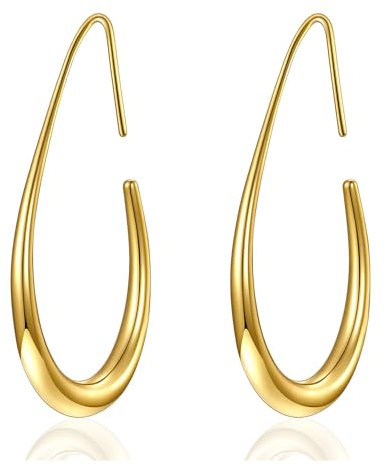 Aidenn Ohrringe Gold Creolen für Damen, Goldene Tropfen Drop Hypoallergene Ohrringe,Groß Statement Earrings for Women
