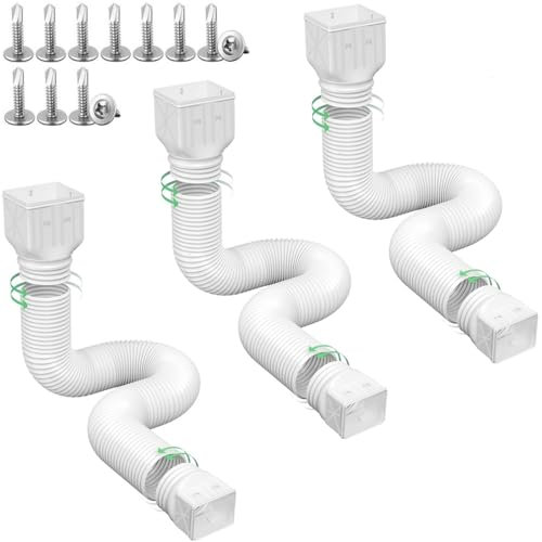 Confezione da 3 estensioni flessibili per grondaia, estensori flessibili per grondaie, estensioni flessibili per grondaie, tubi di prolunga per scarico verso il basso, estensibili da 53 a 152 cm (3