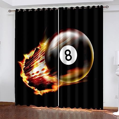 Flächenvorhang Set Kreatives Snooker-Tischtennis Moderne Haushalt Schlafzimmer Balkon Wärmedämmung 3D-Druck Vorhang Panel Home Decor Vorhänge Für Wohnzimmer Bedroom Children's Room -7H5U0T0M5K8