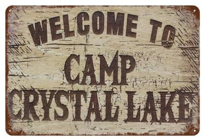 Welcome to Camp Crystal Lake Blechschild, Metallschild, Kunst zum Aufhängen, Eisen, Malerei, Retro, Zuhause, Küche, Garten, Garage, Wanddekoration,15 x 30 cm (6 x12 Zoll)-64