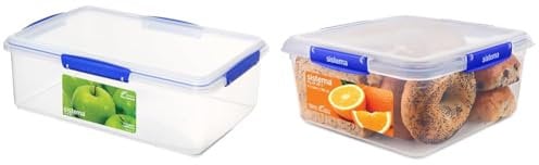 Sistema KLIP IT Food Storage Container | 7 L | Stackable & Airtight Fridge/Freezer Food Box & KLIP IT PLUS Food Storage Container | 5.5 L Square | Stackable & Airtight Fridge/Freezer
