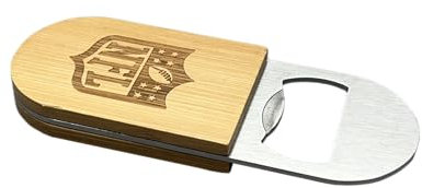 American Football - Bambus Flaschenöffner - Rostfreier Stahl - 10 cm