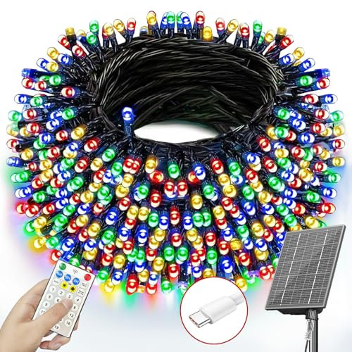 SOLARBABY Solar Christmas Lights Outdoor,50M 500LED Solar Fairy Lights for Outdoor Weatherproof, SolarFairy Lights for Garden, Patio, Balcony, Parties-Color