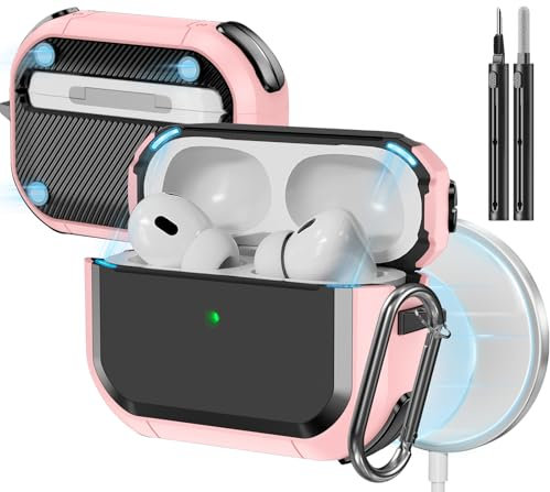 Skyconser Custodia per AirPods Pro di 2a/1a generazione, compatibile con MagSafe, protezione completa contro le cadute, design con chiusura magnetica, kit di pulizia per custodia di ricarica per iPod