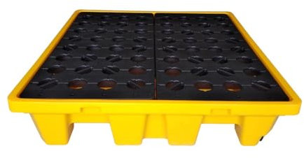 OLSKFUH Containment Pallet, Polyethylene Two Pallet with Drain, Containment Platform, 300-1200kg Load-Bearing for Stack Paint Bucket,Yellow-5 Pack-28.3x28.3x6.3in