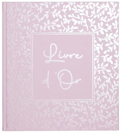 Exacompta - Réf. 47364E - 1 Livre d'or AUTENTIK - Format compact 21 x 19 cm - Tranche et marquage argent avec inscription livre d'or - 140 pages blanches unies - Rose candy