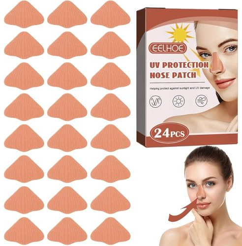 24 PC Protection Solaire Nez,Protège-Nez Solaire,Nose Strips,Patch Nez Respiration,Patch Nasal,Patchs Protection Solaire Nez,Patch Protège-Nez Anti-Uv,Protège-Nez Solaire Pour La Course,L'alpinisme