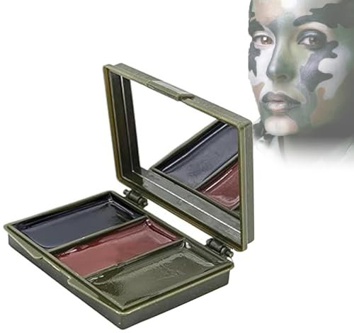 Rostblant Kit de 3 Piezas de Camuflaje para la Cara, Crema de Camuflaje, Camuflaje Camaleón, Lápiz de Maquillaje de Camuflaje Militar para el Cuerpo, Negro, Marrón, Verde