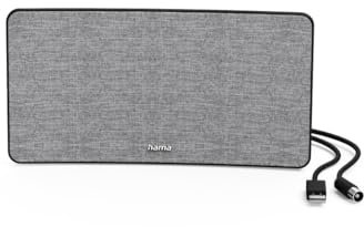 Hama | Antena Interior (Tela, DVB-T2, Active), Color Gris y Negro