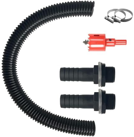 KZQXXT Regentonnen Verbindungsset, Schlauchlänge 100cm, 25mm Regentonnen Anschluss Set, 25mm mit 2 Schlauchstutzen,Verbindungsschlauch für Regensammler, überlauf Regentonne