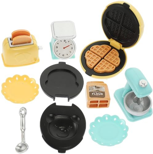 Vaguelly 1satz Miniatur Backzubehör Für Puppenhaus Realistisches Küchenmodell Mit Toaster Und Mixer Für Mini House Deko Und Sammler Einfache Montage Charmante Details