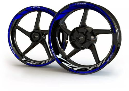SYMWBD Decalcomania per Ruote Adesivi per Cerchi Moto per Yamaha YZF R1 YZFR1 YZF-R1 Adesivi per Cerchi Adesivi Riflettenti per Mozzi Ruota Kit Adesivi per mozzi Ruota(Colore 1)