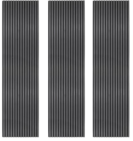 Acoustic Slat Wall Panels x 3 Anthracite Grey Luxury 3D Wood Veneer Modern Feature Media Slatted Panelling Interior Wall Ceiling 2400 x 600mm Felt Backing Sound Absorbing Easy Installation Fixing Kit
