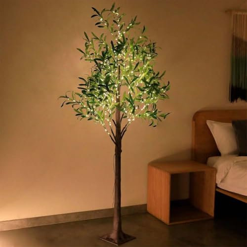 EOEO LED Baum Lichter Olivenbaum Lampe Warmweiße USB LED Dekorative Lampen Lichterbaum mit Blättern und Fernbedienung Innen Grünes Baumlicht für Weihnachten Hochzeit Feiertage Partys 120cm