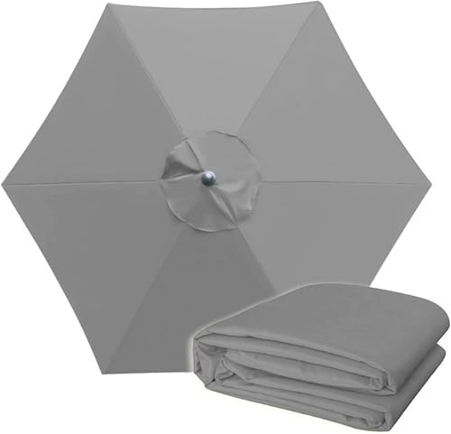 QIQVIV 2.0M/2.7M/3.0M Replacement Garden Parasol Canvas 6/8 Ribs Replacement Canopy For Parasol Umbrella Replacement Cloth(Grey,(8Rib) 3.0m/118in)