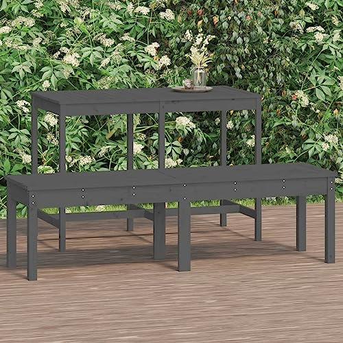 Generisch Gartenbank 2-Sitzer Grau 159,5x44x45 cm Massivholz Kiefer,jiangboyue-824013