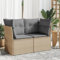 Homgoday Gartensofa mit Kissen 2-Sitzer Gartenmöbel Loungesofa Balkonsofa Gartenlounge Lounge Sofa Terrassensofa Sitzgruppe Beige und Grau Poly Rattan