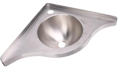OUCRIY Robustes Eckspülbecken aus Edelstahl 304 für Wohnmobile, Kratzfest, 40-mm-Auslass, Dreieck-Design, Eckspülbecken für die Küche, Platzsparend, Geeignet für Küche, Bad und