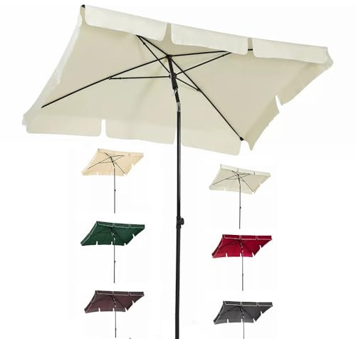 ZYXQQJ Parasol De Jardin Extérieur, Parasol Droit Parasol Inclinable Rectangulaire Parasol De Terrasse pour Table D'extérieur, Protection UV ﻿(Beige)