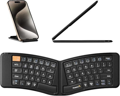 MoKo Foldable Bluetooth Keyboard, Ergonomic Keyboard with Bluetooth Connection and 2.4G Wireless Connection, for iOS/Android/Windows Tablet Smartphone Devices