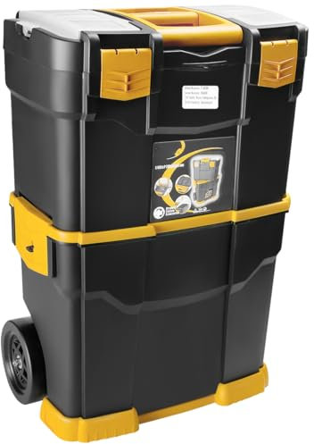 TANGZON Tool Box on Wheels, 3 in 1 Rolling Tool Chest with Detachable Storage Chest, Folding Handle, Removable Tray & Lock Catch, Portable Toolbox Storage Cabinet for Garage Warehouse