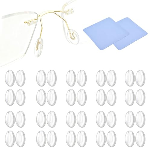 HAPPOW 20 Paar Brillen Nasenpads, Brillenpads aus Silikon, Rutschfest, Atmungsaktiv, Nose Pads für Myopie, Sonnenbrillen und Sportbrillen, Inklusive 2 Brillenputztüchern(Stecktyp)